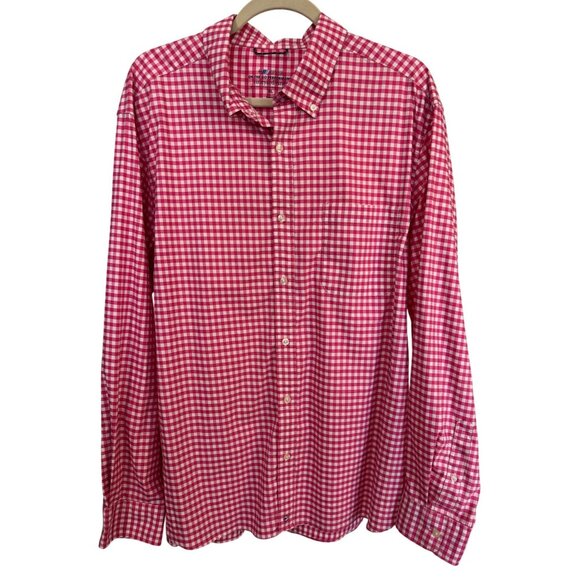 Vineyard Vines Other - Vineyard Vines Shirt On-The-Go Performance Pink White Gingham Men XL Long Sleeve